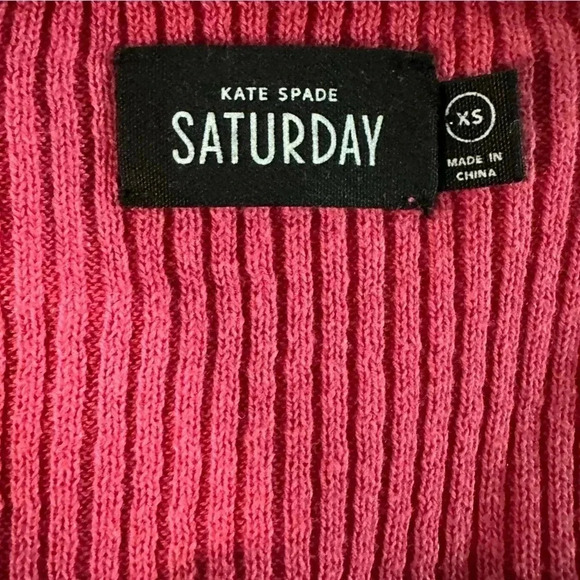 Kate Spade Saturday Barbie Pink Linen Blend Button Down Cardigan Deep V Size XS - Picture 4 of 6
